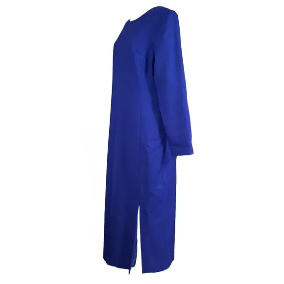 VTG 90s J.G. Hook Wool Shift Dress Royal Blue Long Sleeve Preppy Academia Size12 - Picture 4 of 12